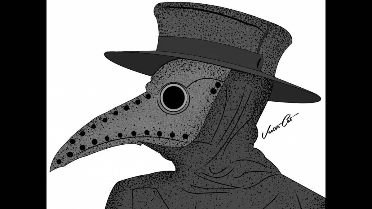 Intriguing plague doctor coloring book