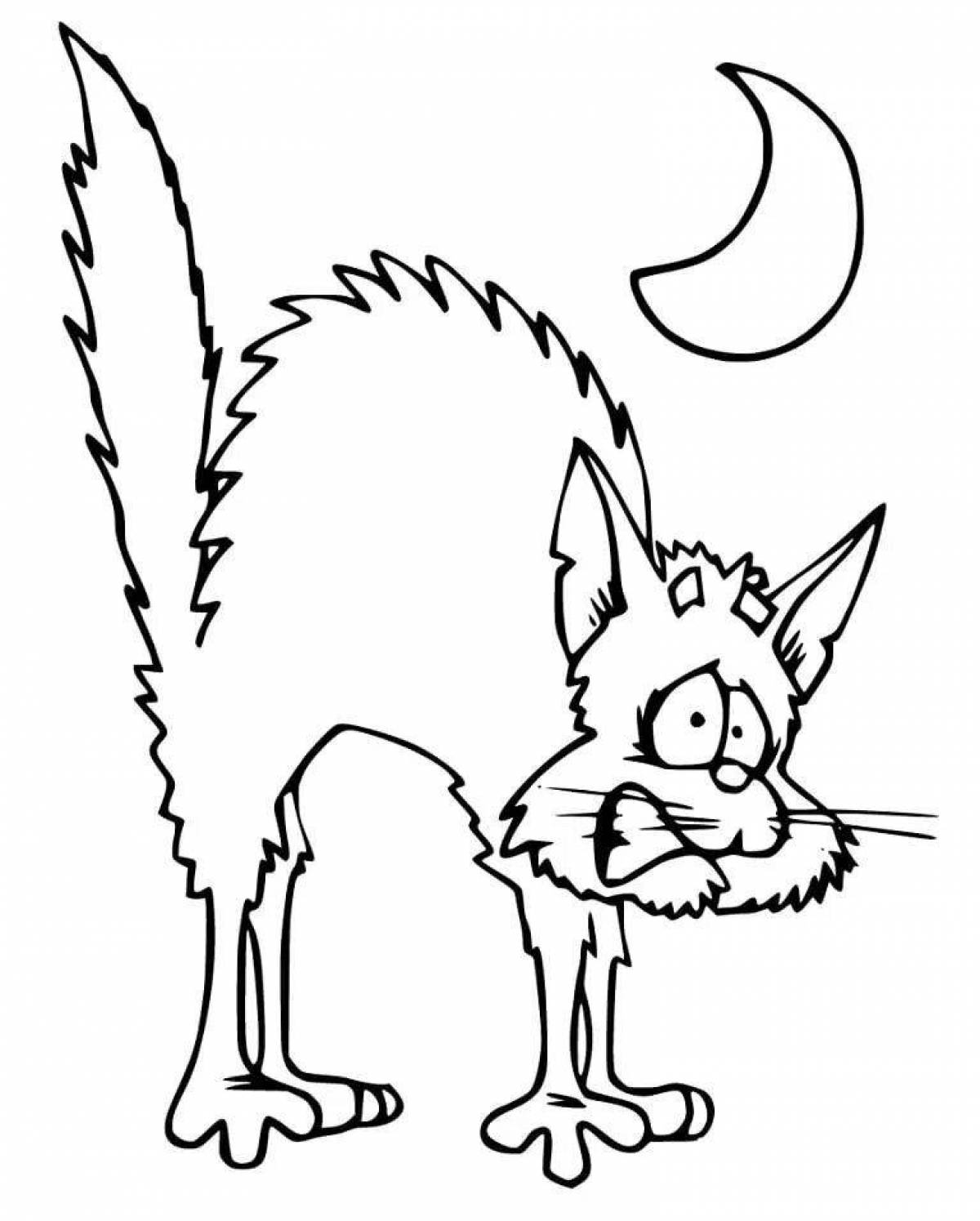 Ferocious black cat coloring page