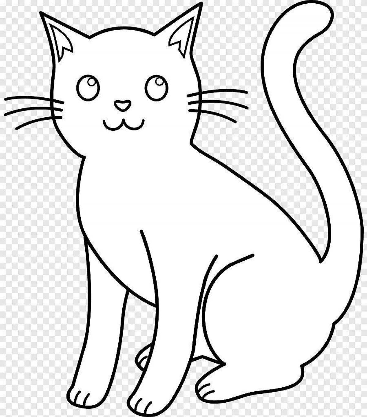 Coloring book fluffy black cat
