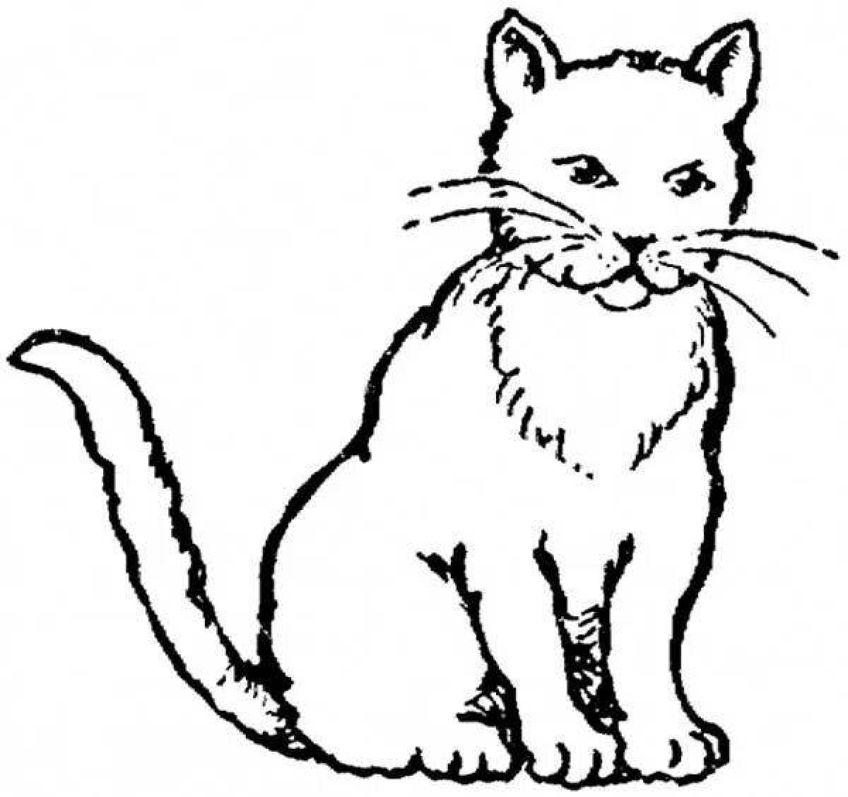 Adorable black cat coloring page
