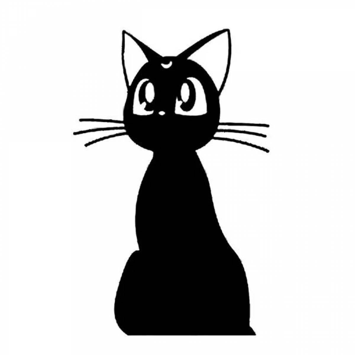 Раскраска ловкая черная кошка