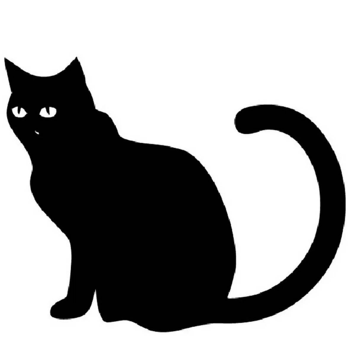 Раскраска бдительный черный кот