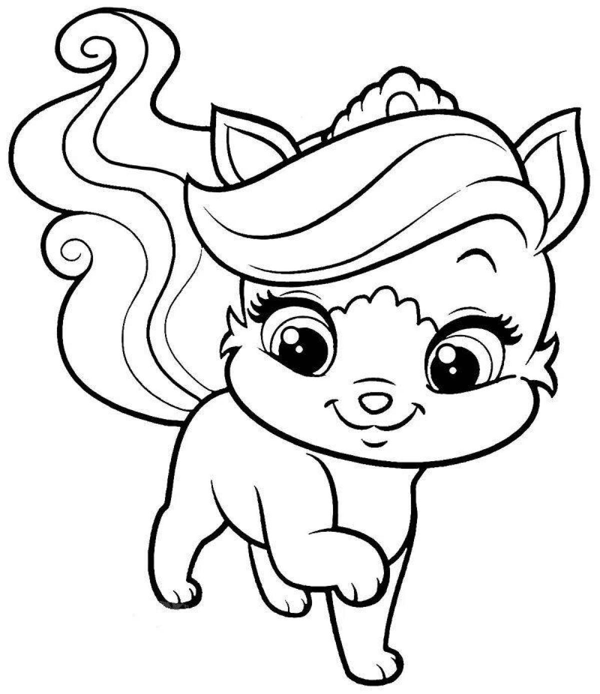 Snuggly furry friends coloring page