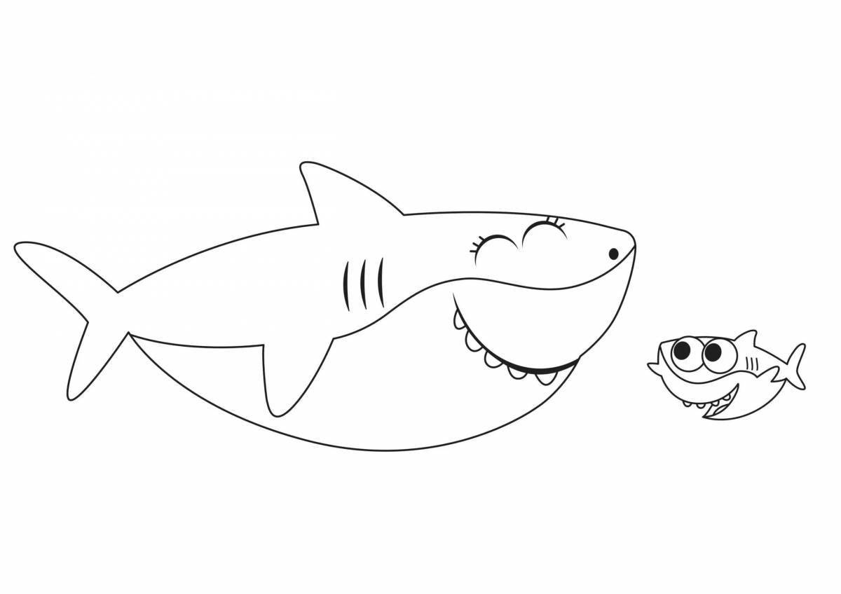 Colorful shark coloring page