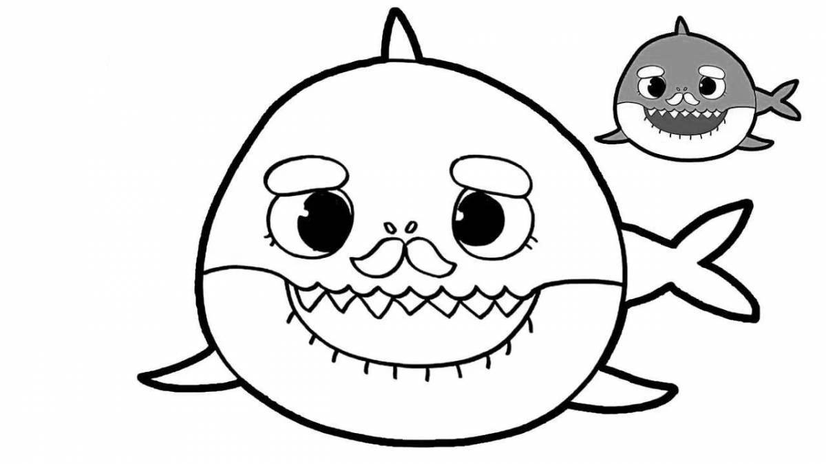 Playful shark coloring page