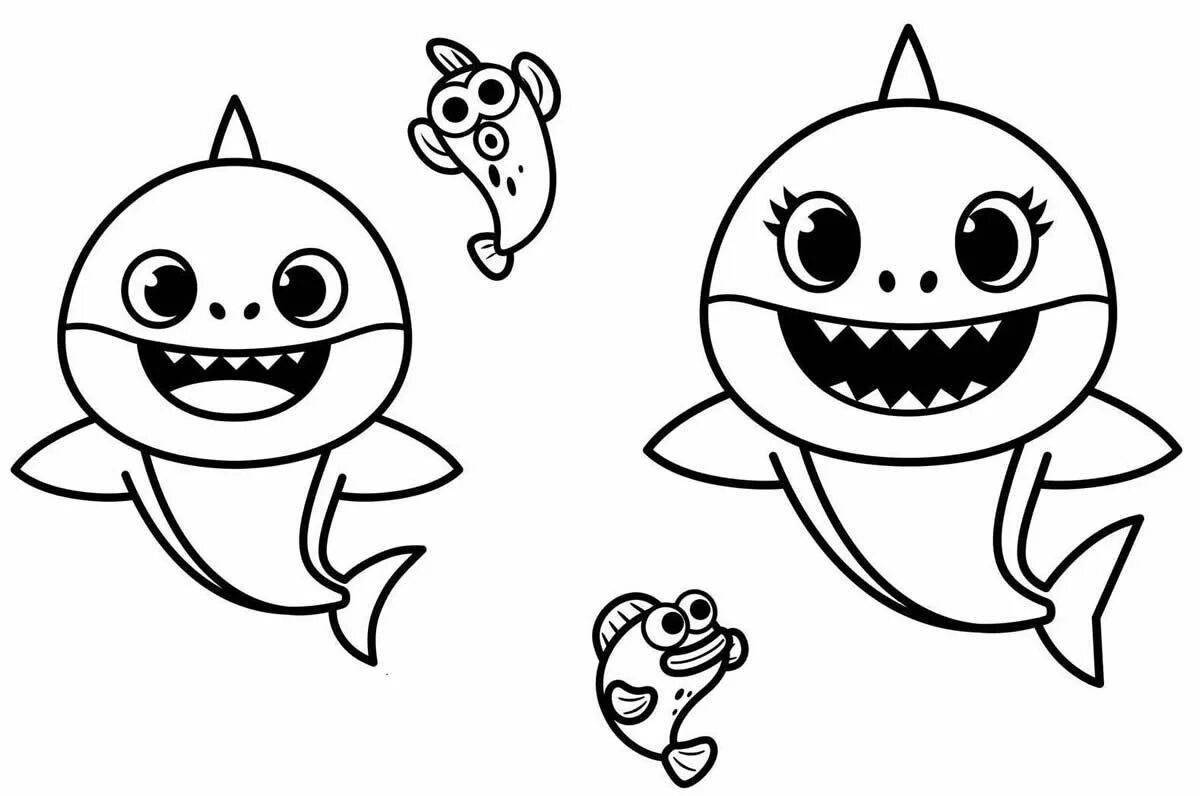 Charming shark coloring page