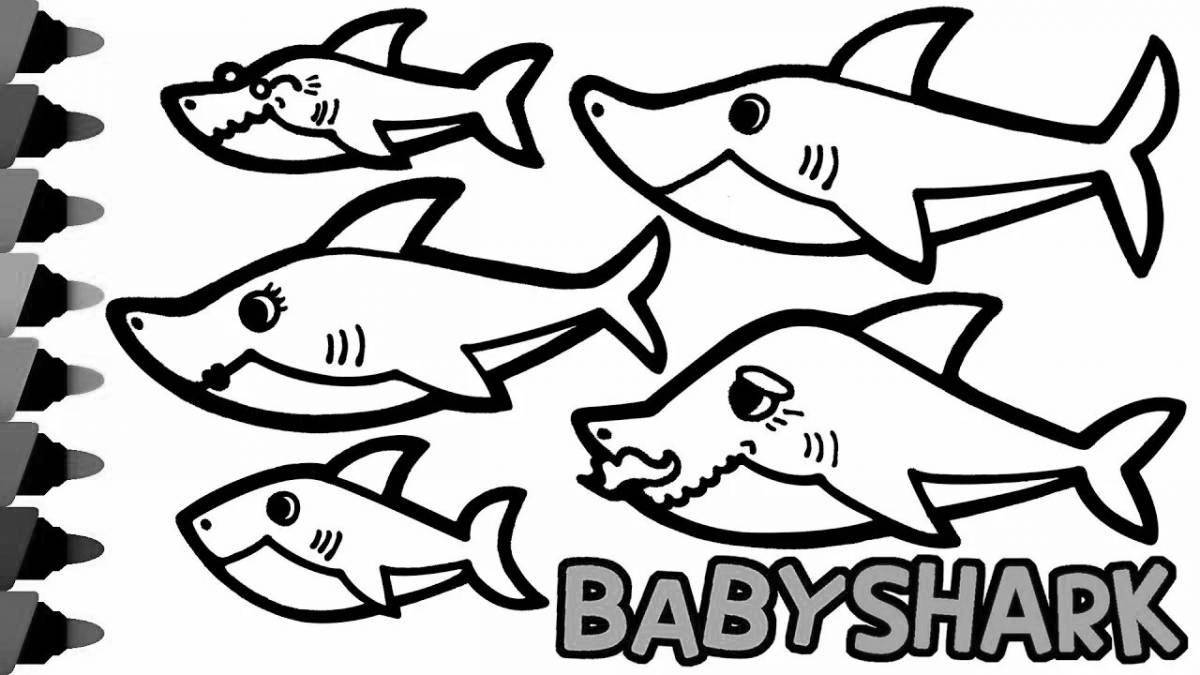 Exciting little shark coloring page