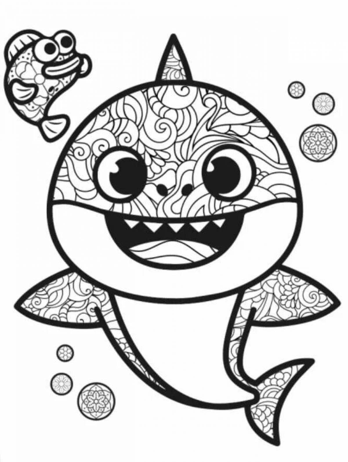 Cute little shark coloring page