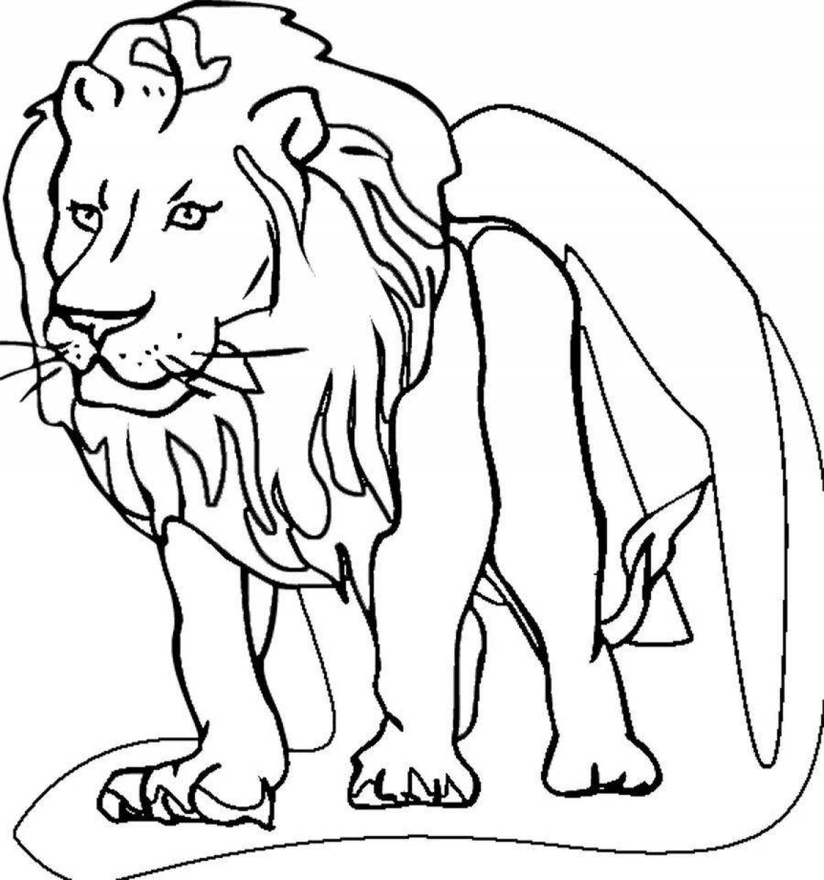 Раскраска могучий лев