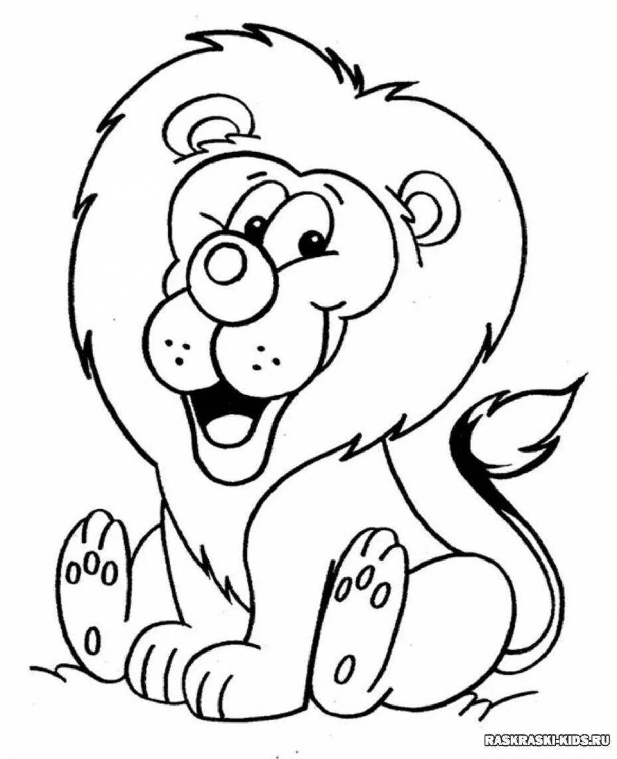 Coloring page energetic lion