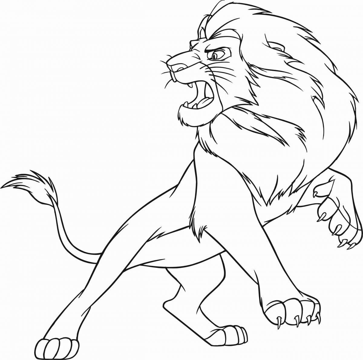 Luminous lion coloring page