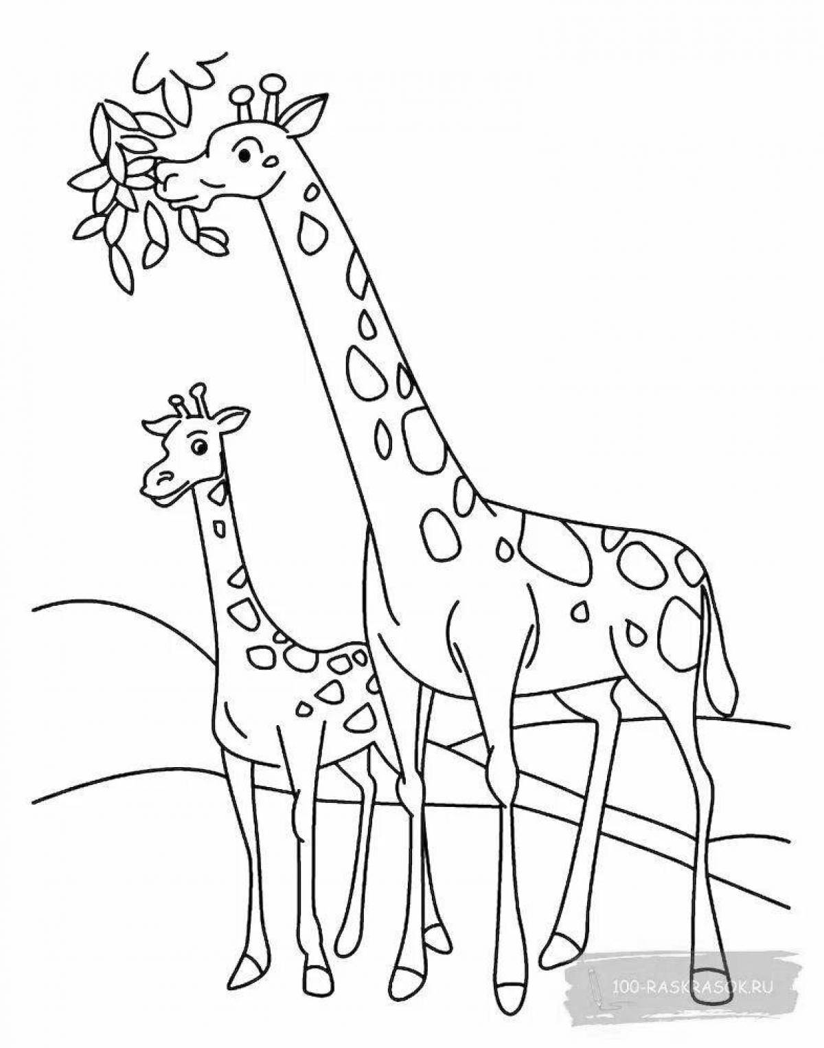Раскраска веселый жираф