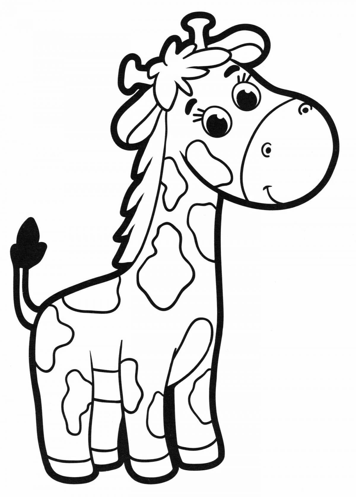 Яркая страница раскраски жирафа