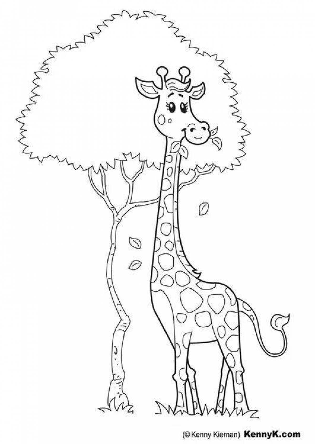 Раскраска забавный жираф