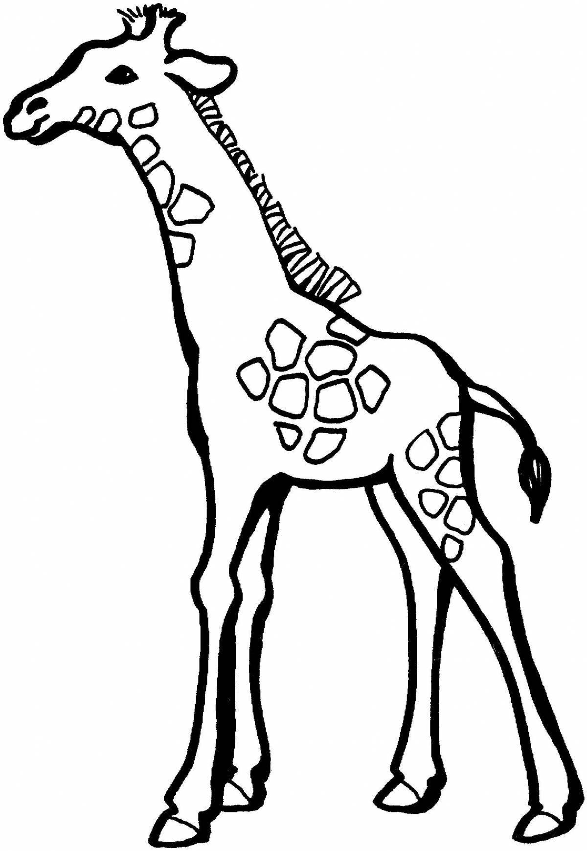 Блестящая страница раскраски жирафа