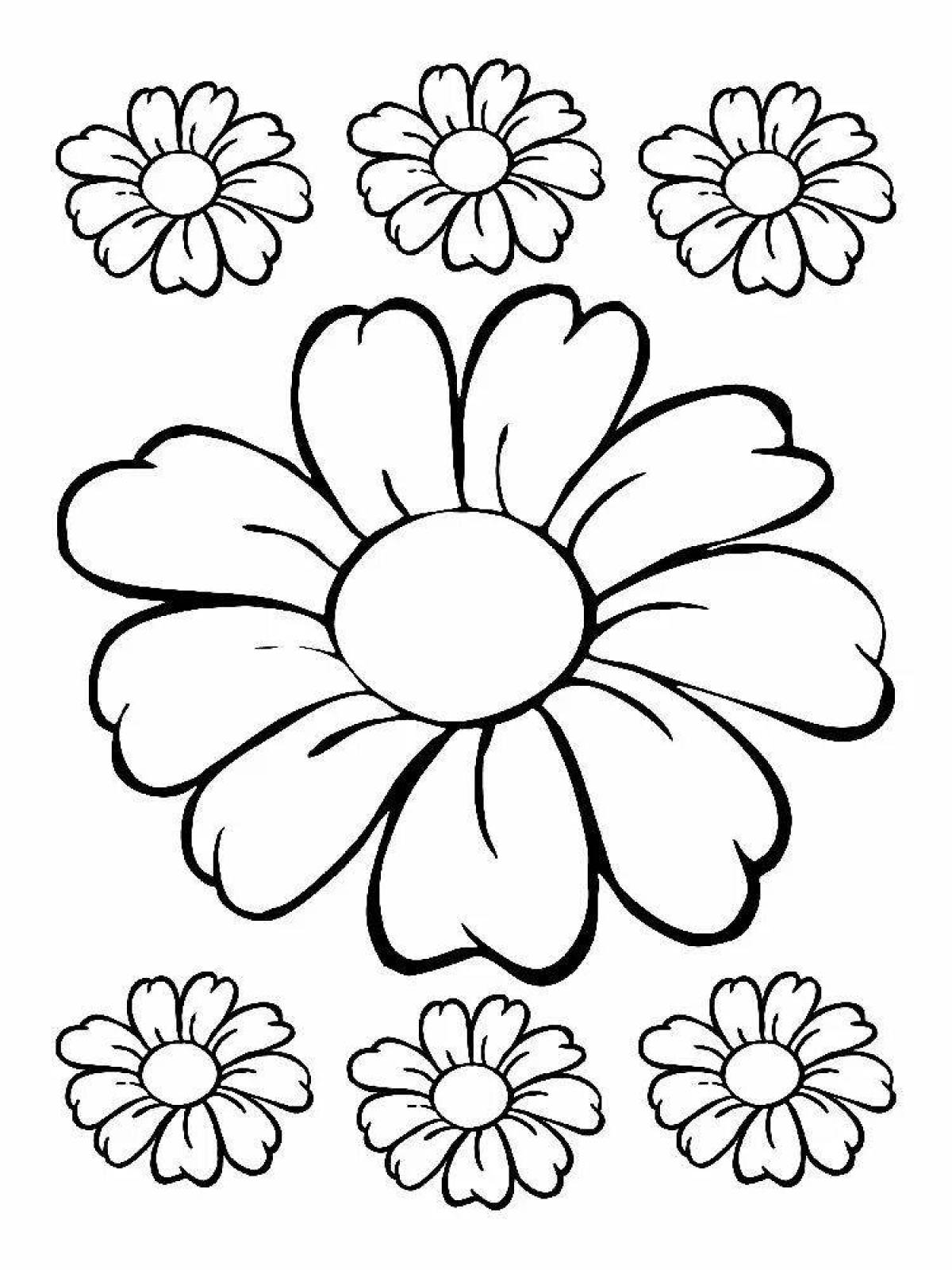 Playful chamomile flower coloring page