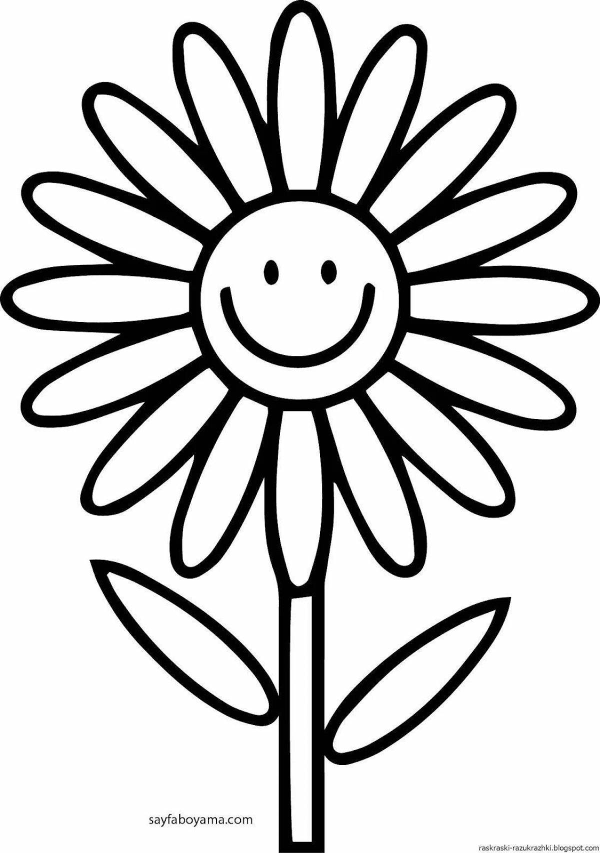 Coloring page exuberant chamomile flower