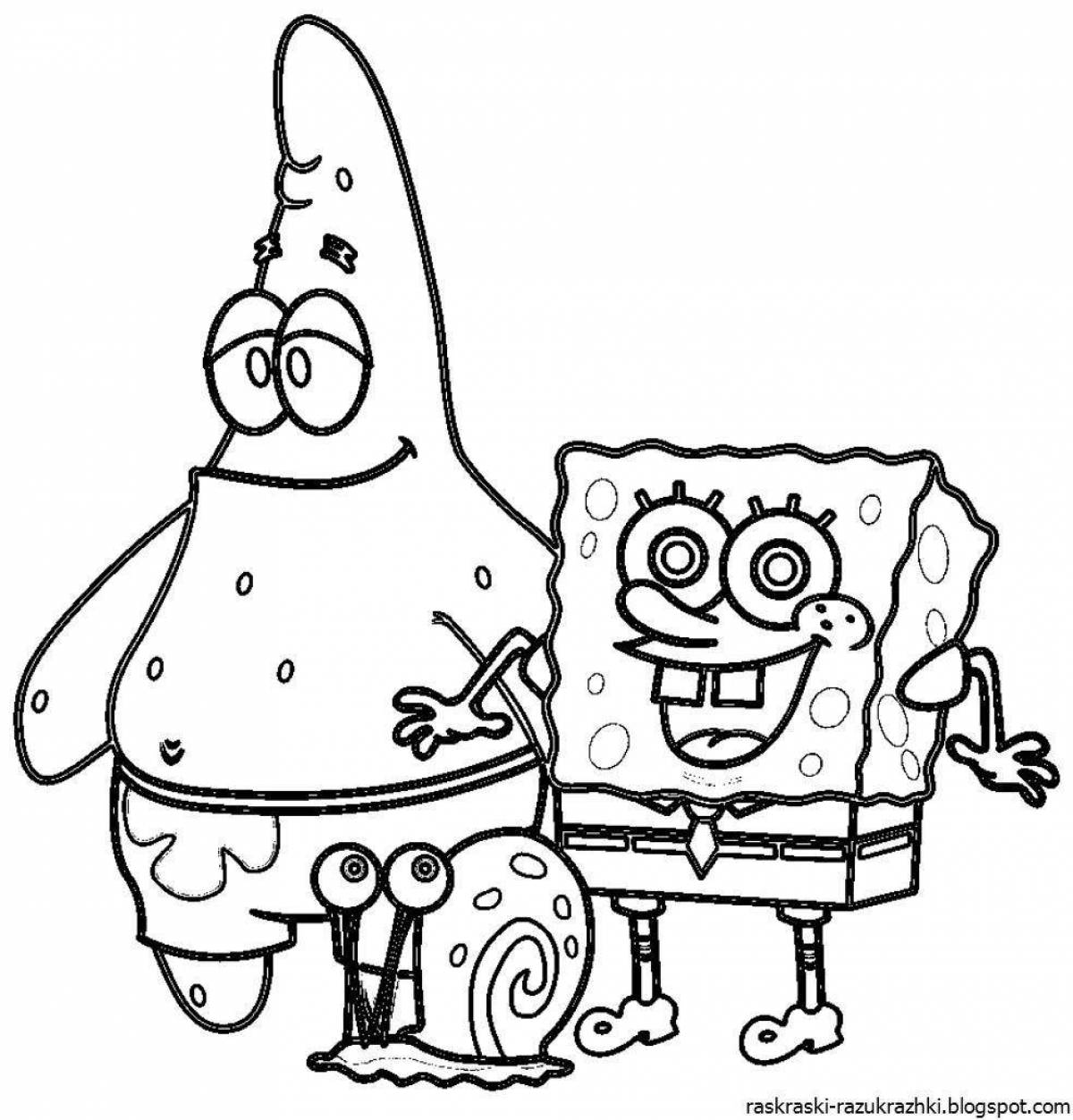 Colorful spongebob coloring page