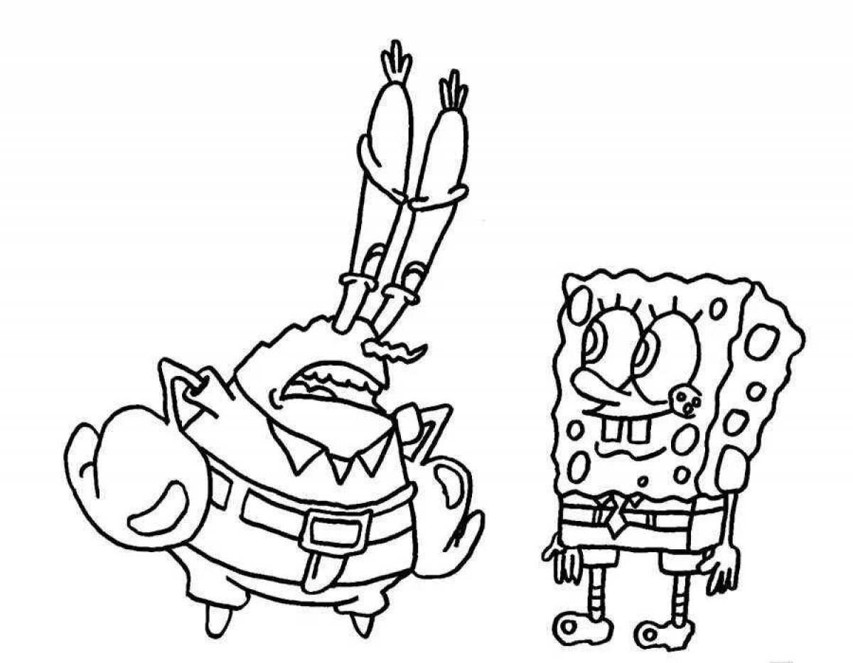 Colorful crazy spongebob coloring book