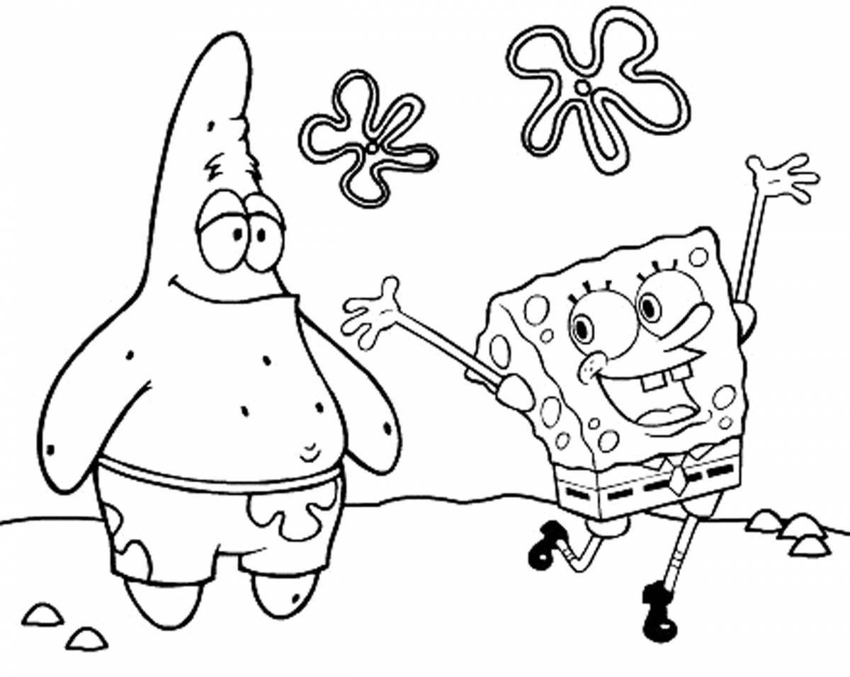 Coloring spongebob with multicolored treasures