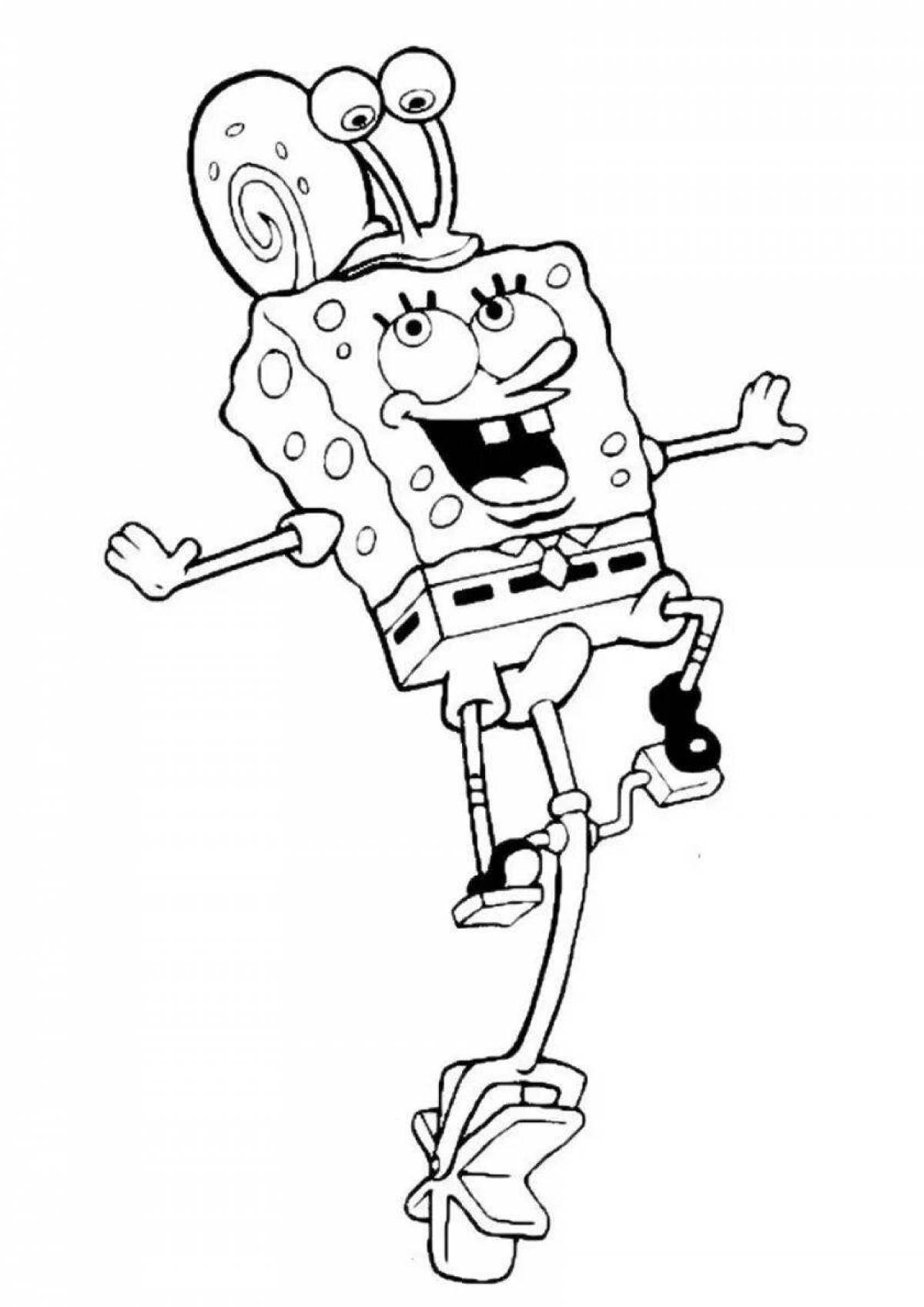Coloring spongebob with colorful imagination