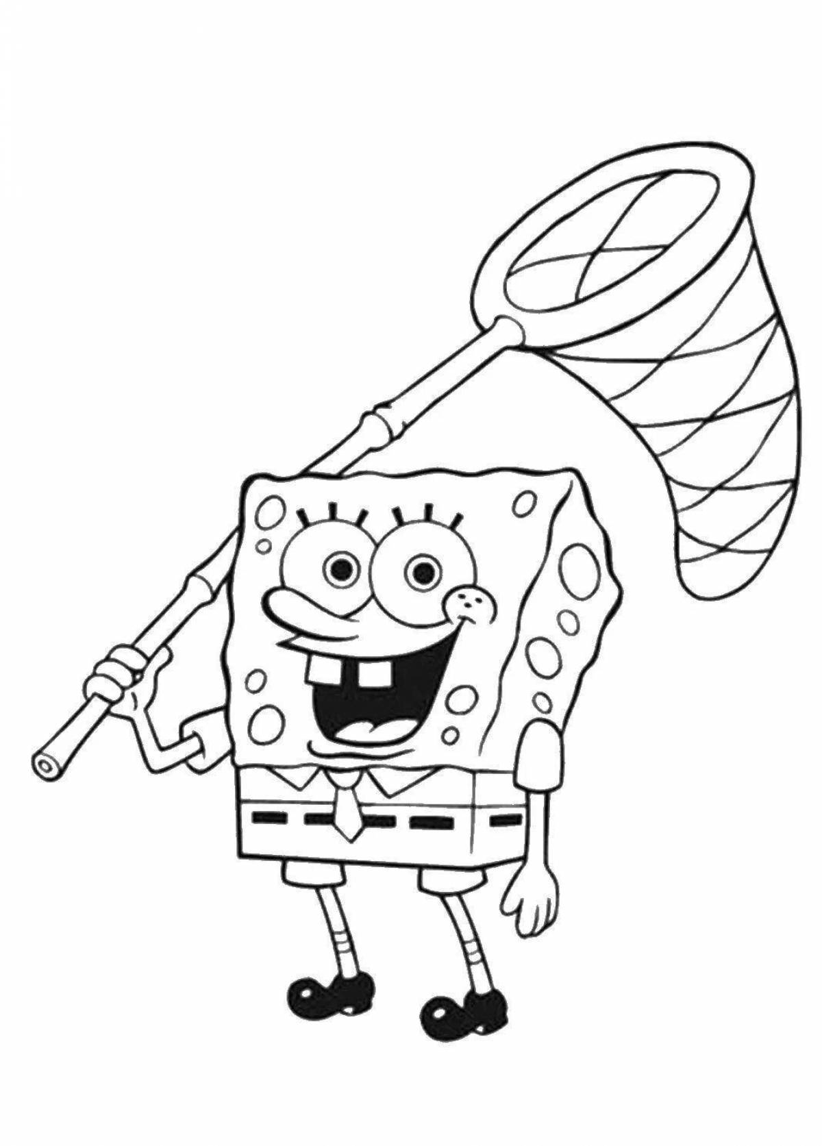 Spongebob coloring page with colorful charms