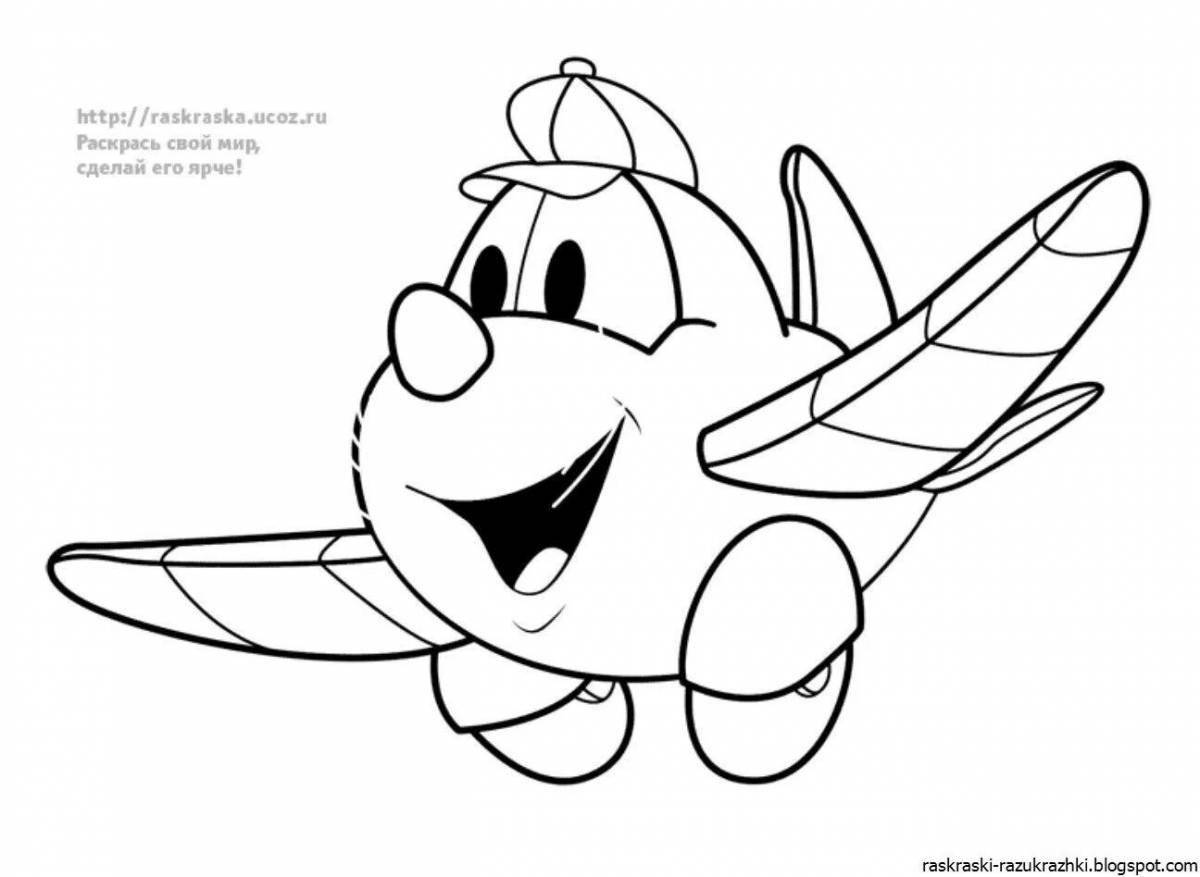 Glitter plane coloring book for kids