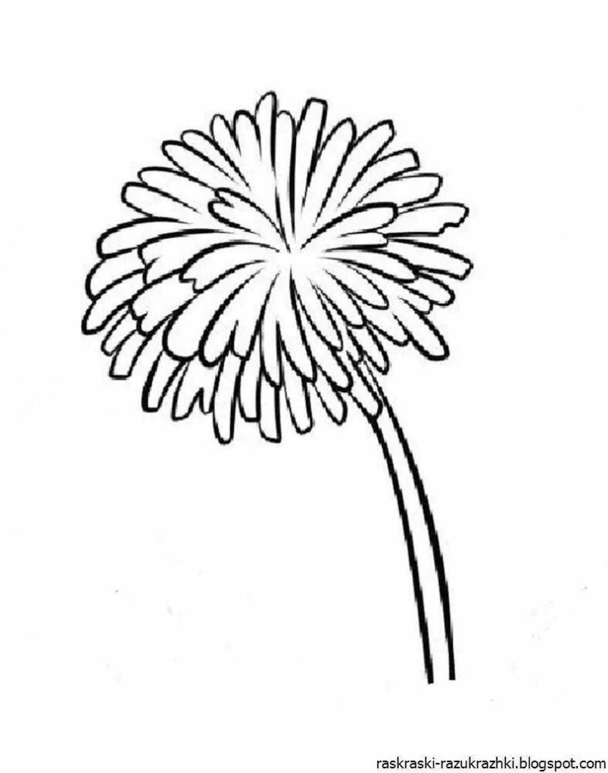 Glitter dandelion coloring pages for kids