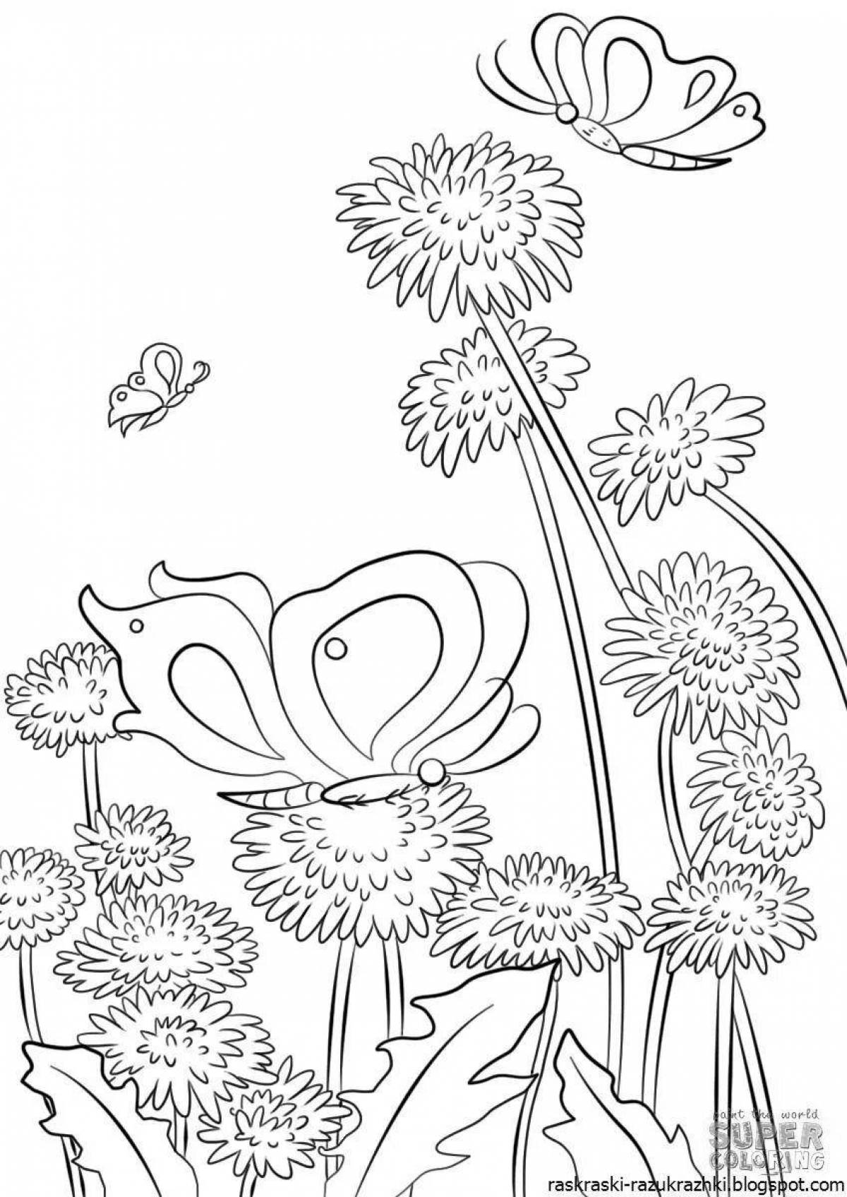 Joyful dandelion coloring book for kids