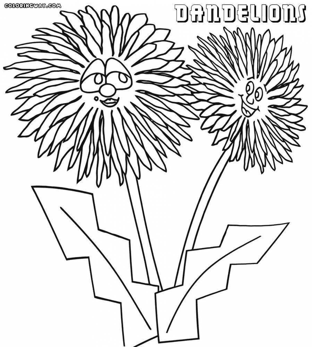 Great dandelion coloring book for kids