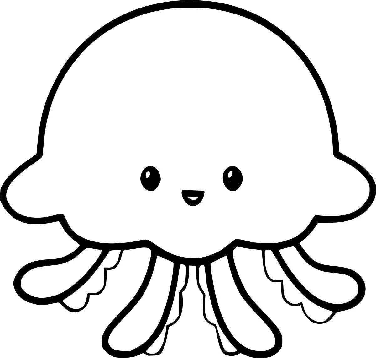 Bright jellyfish coloring book for kids