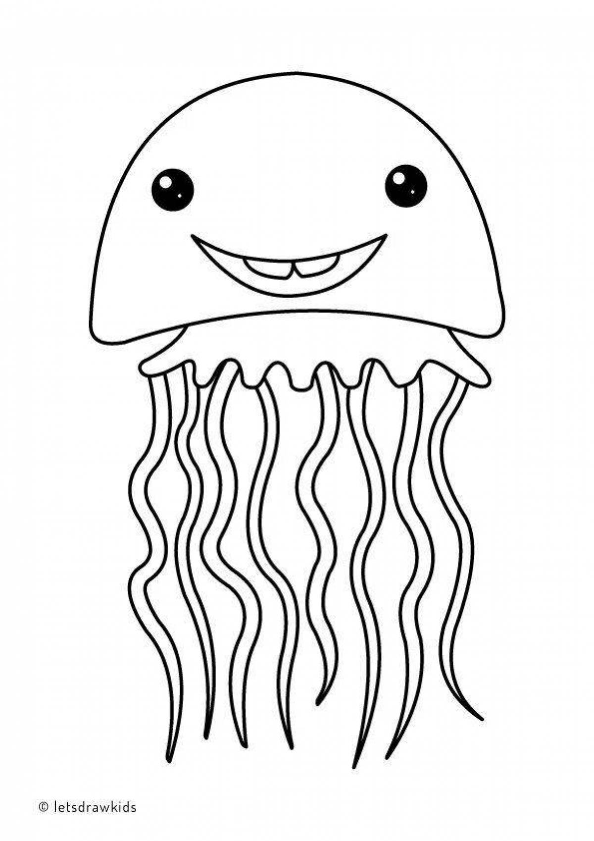 Радостная медуза-раскраска для детей