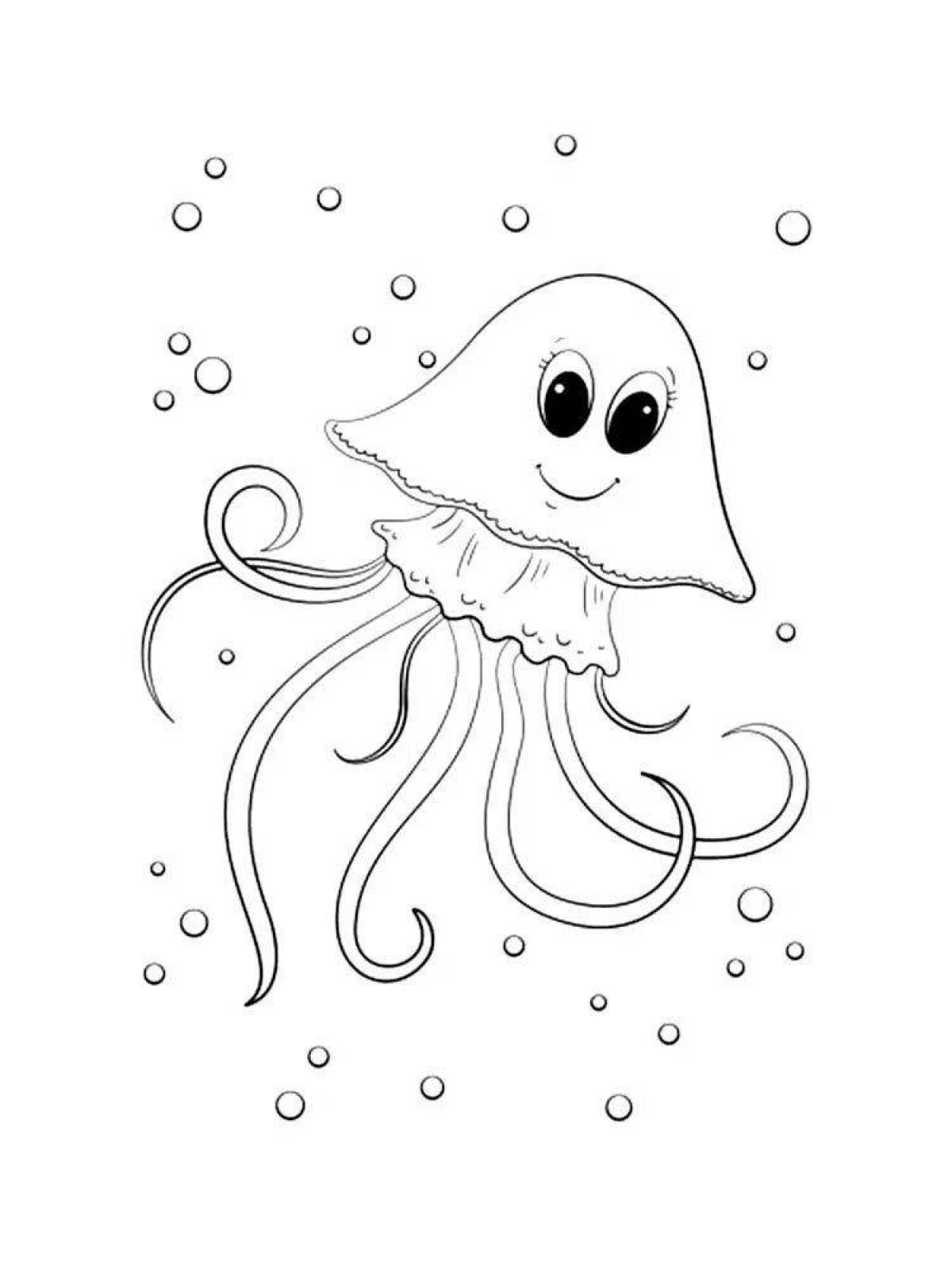 Cute jellyfish coloring book for kids