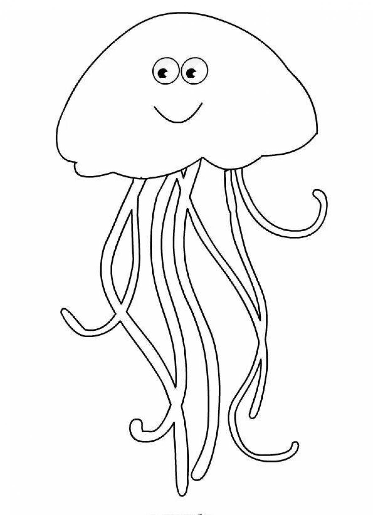 Large jellyfish coloring book for kids