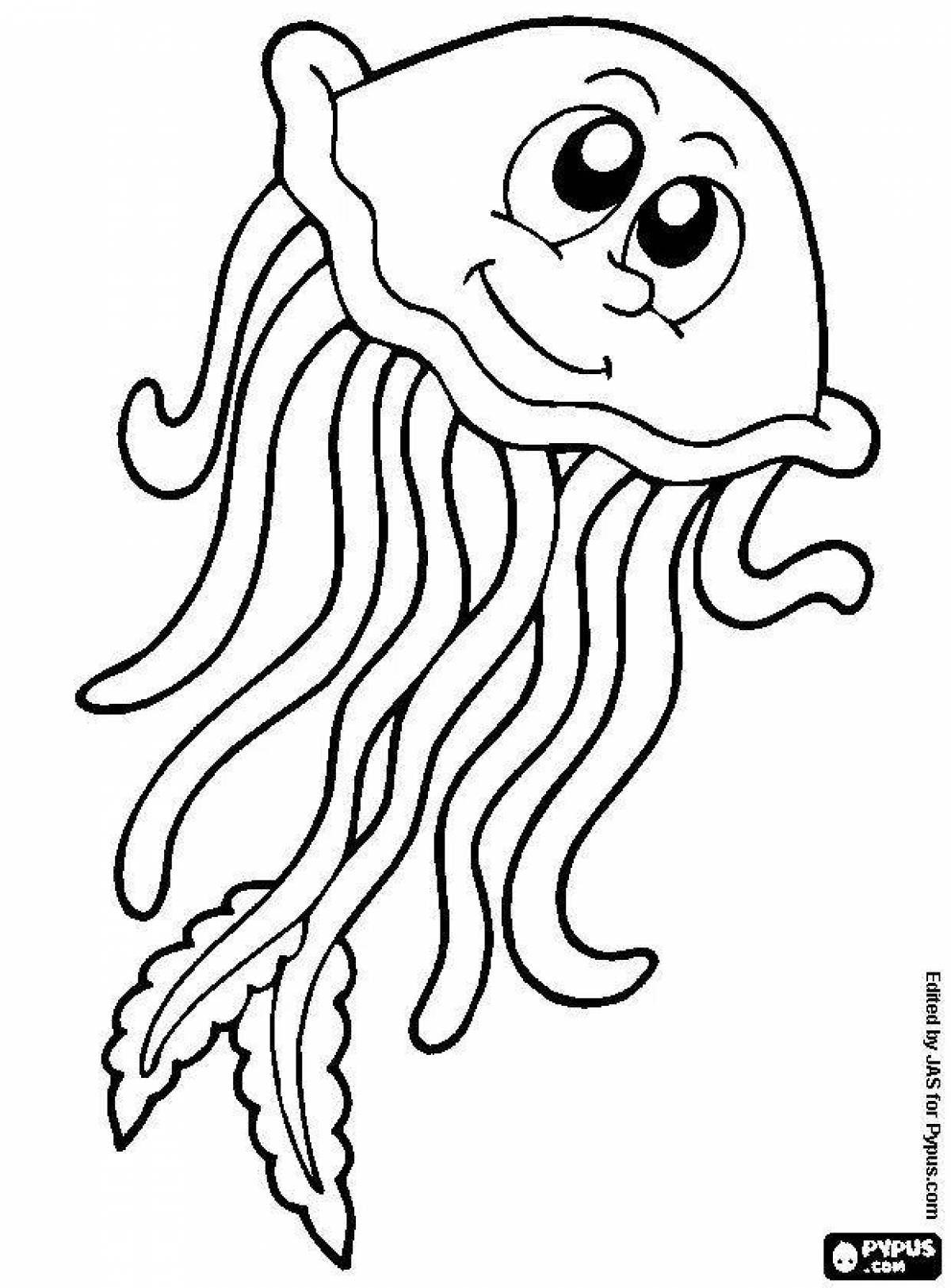 Coloring book shining jellyfish for kids