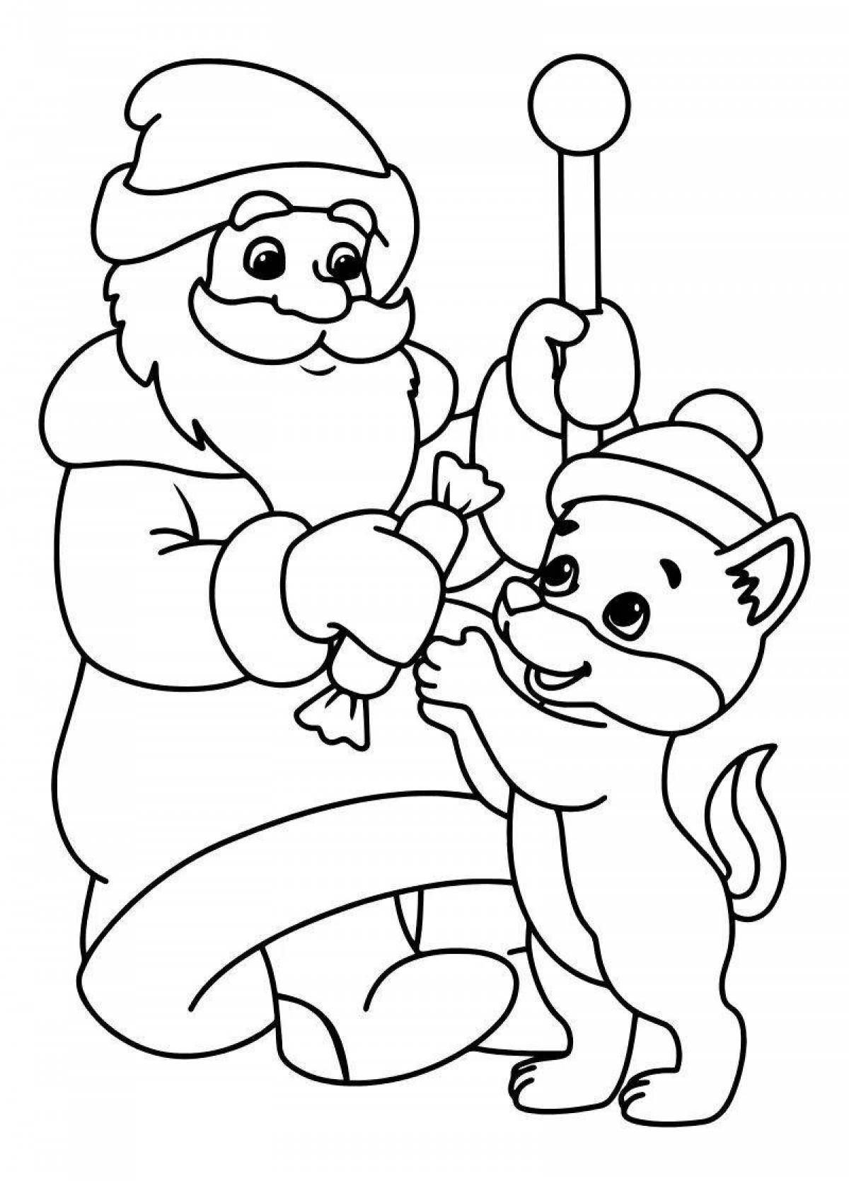 Joyful santa coloring page