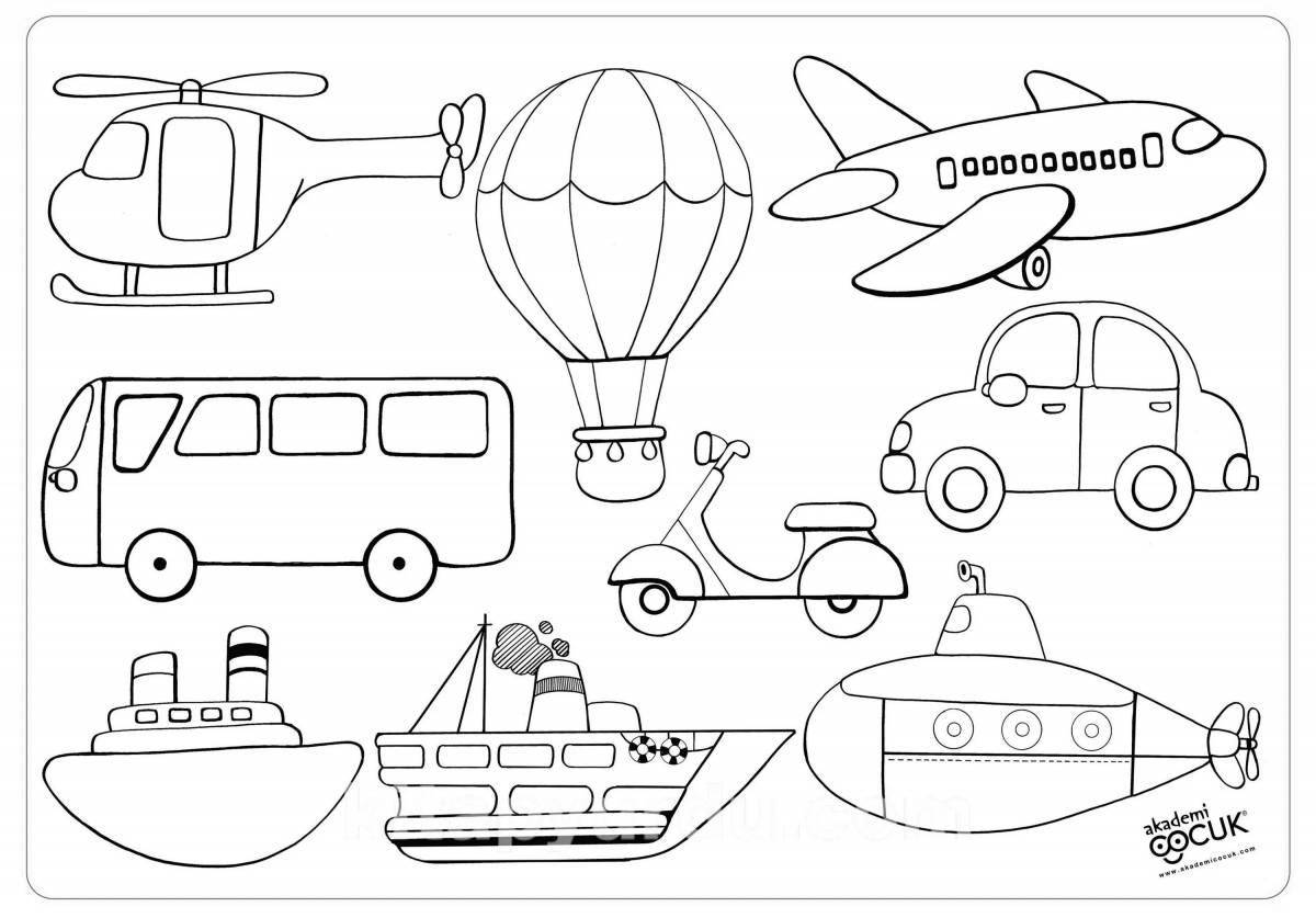 Colour-obsessed transport senior group coloring page