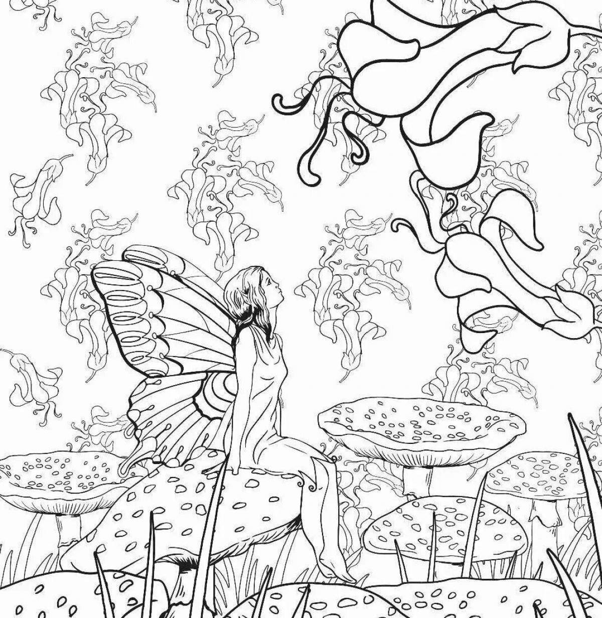 Green coloring page for adults 18 nature