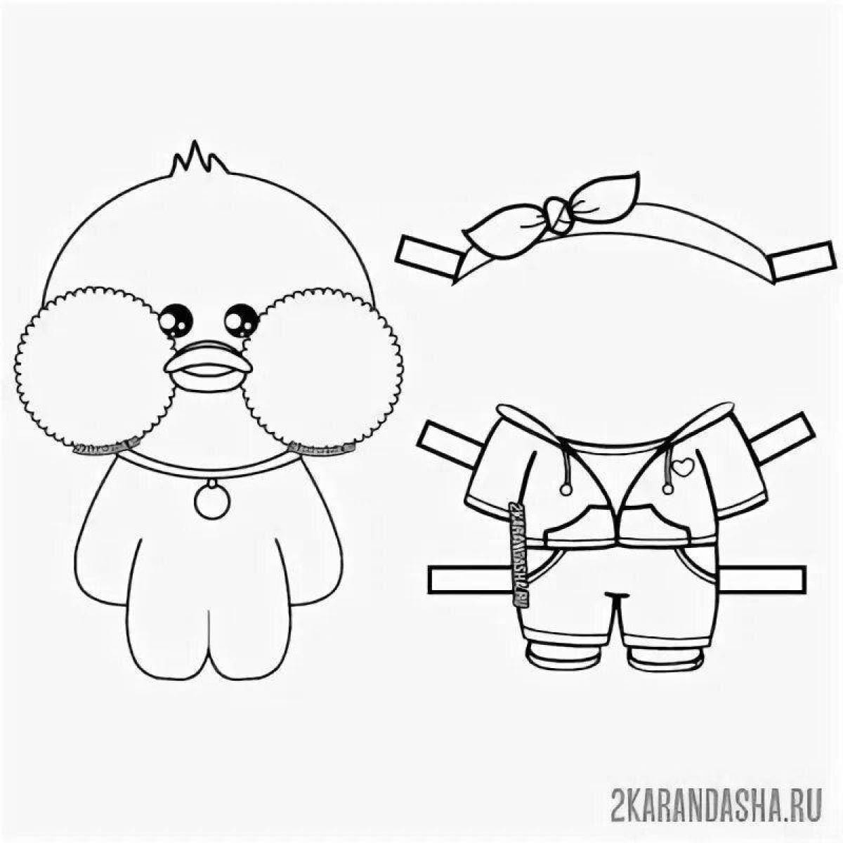 Lalafanfan duck coloring page with clothes