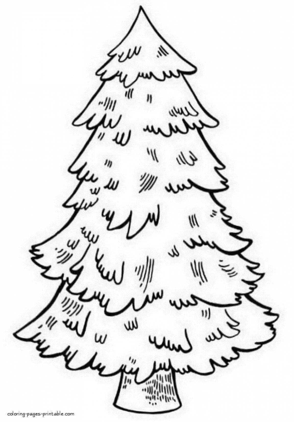 Large Christmas tree coloring book for kids