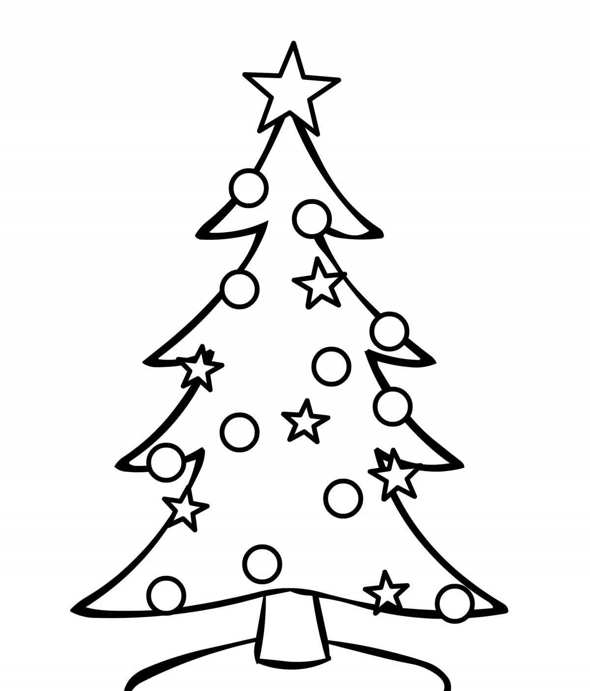 Гламурная раскраска рождественская елка для детей