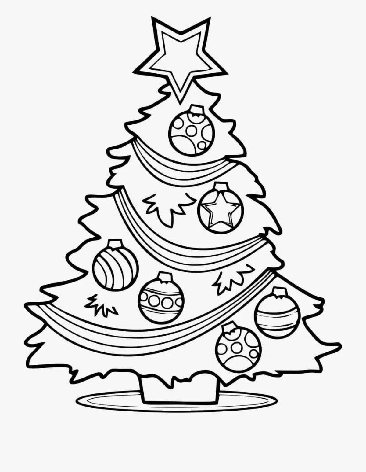 Royal christmas tree coloring picture for kids