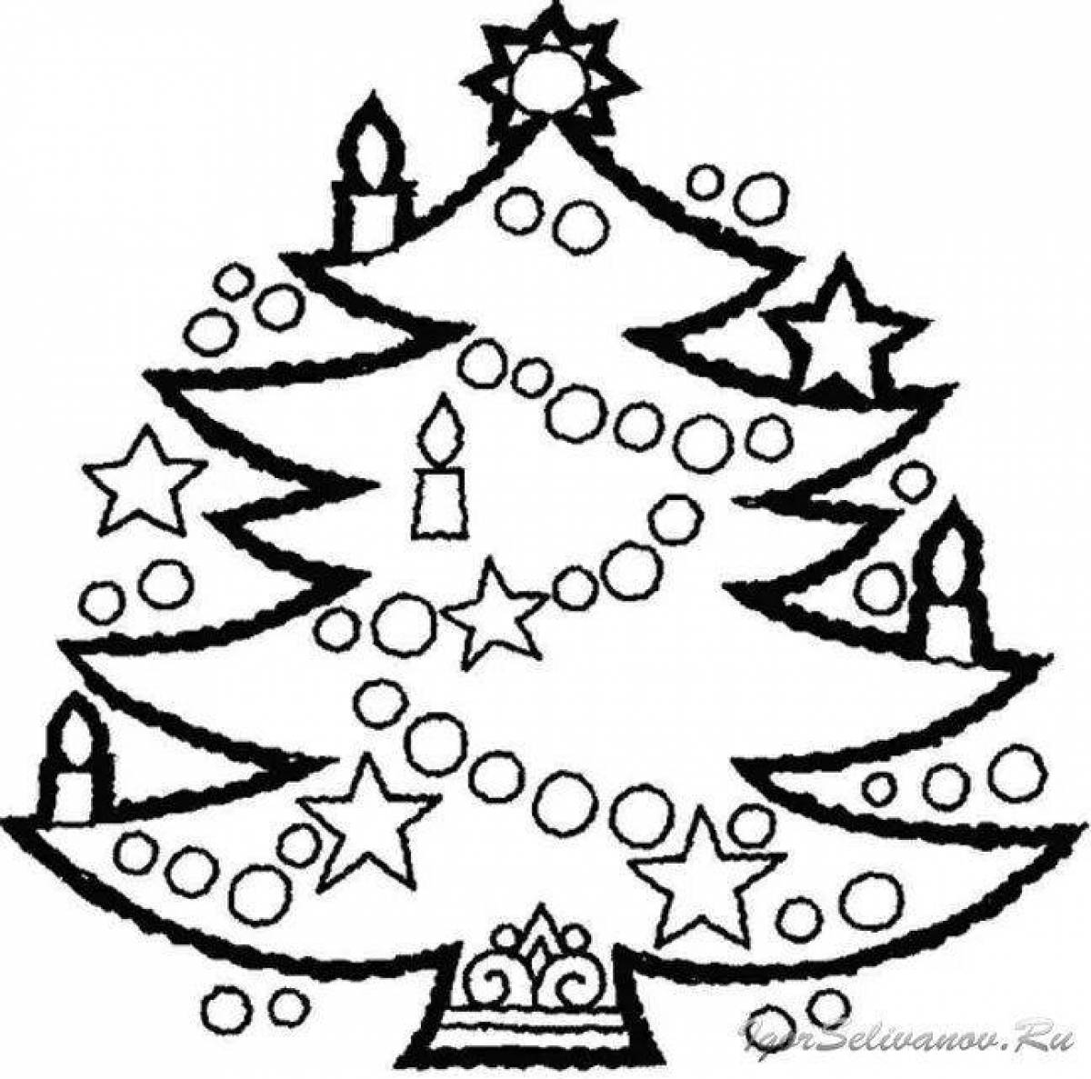 Роскошная раскраска рождественская елка для детей