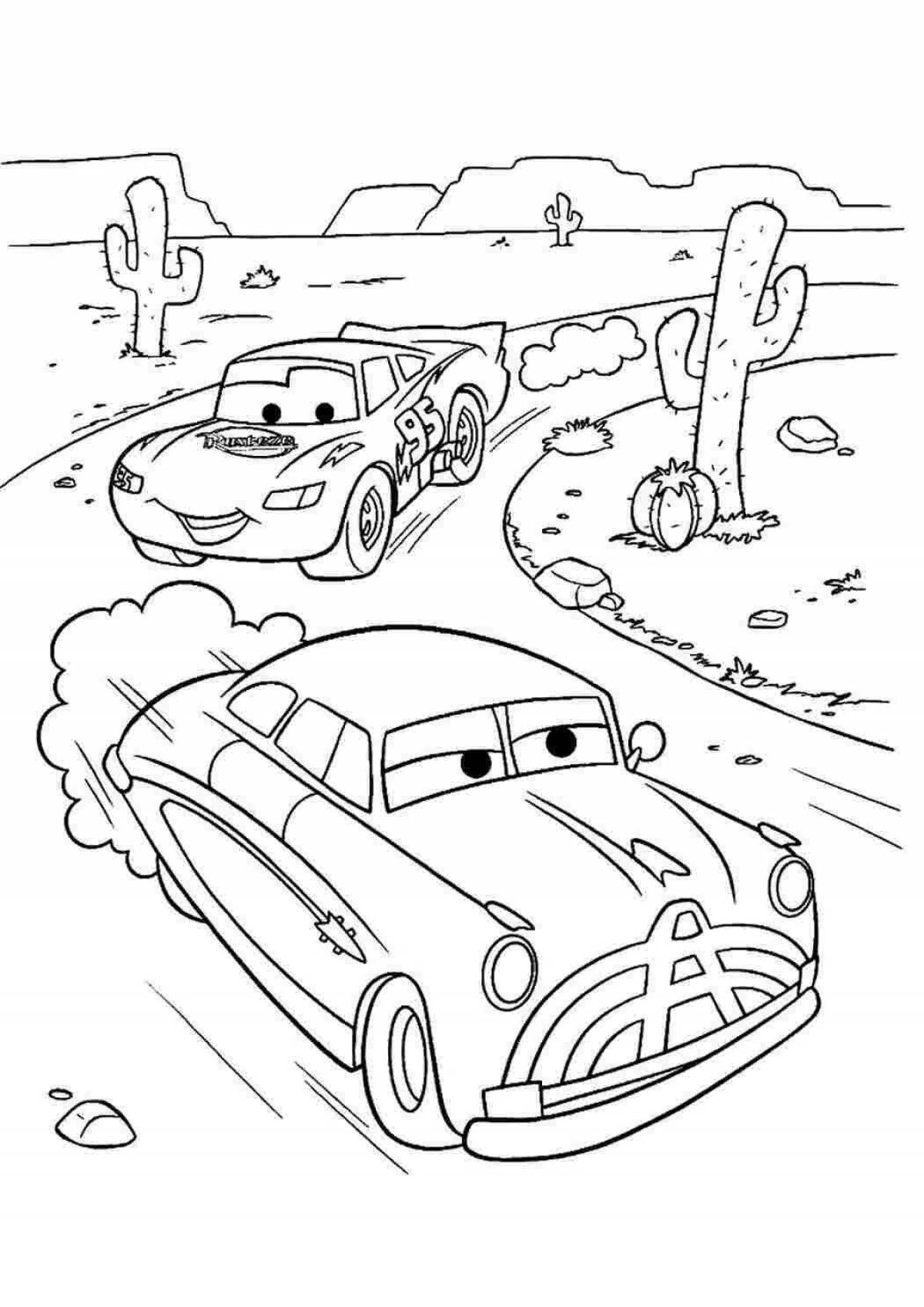Adorable car coloring book for kids