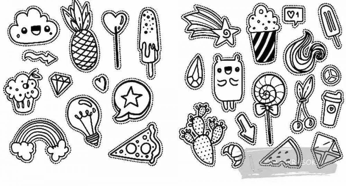 Playful coloring pictures for stickers