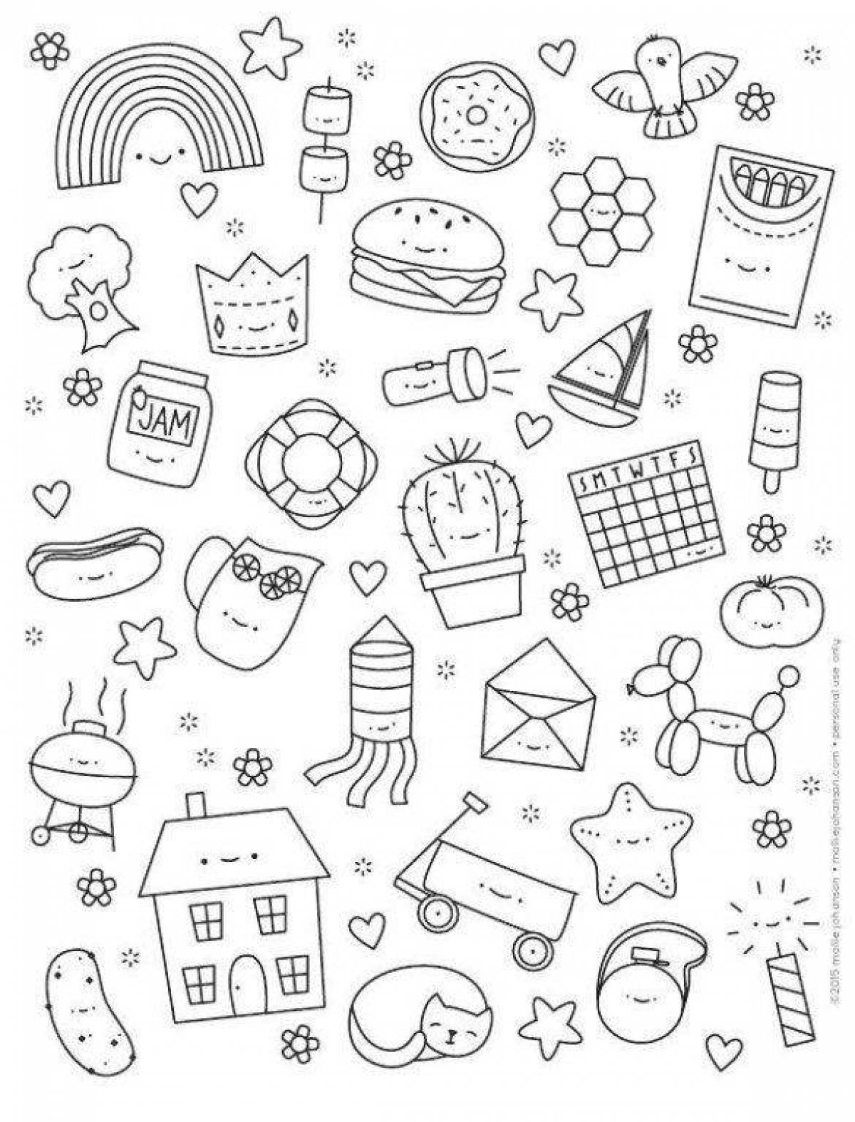 Funny coloring pictures for stickers
