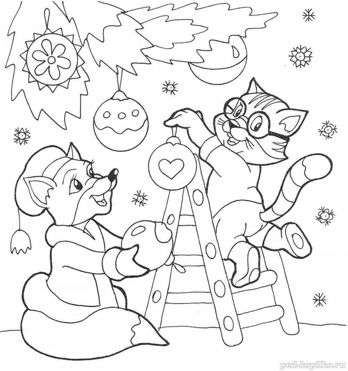 Joyful coloring winter for children 8 years old
