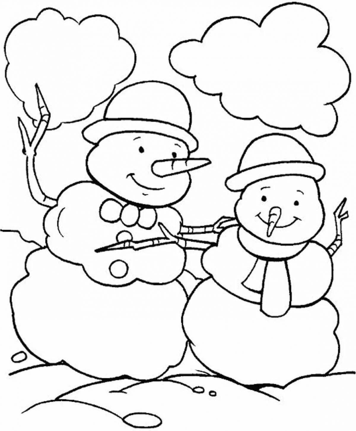 Coloring page winter snow cap