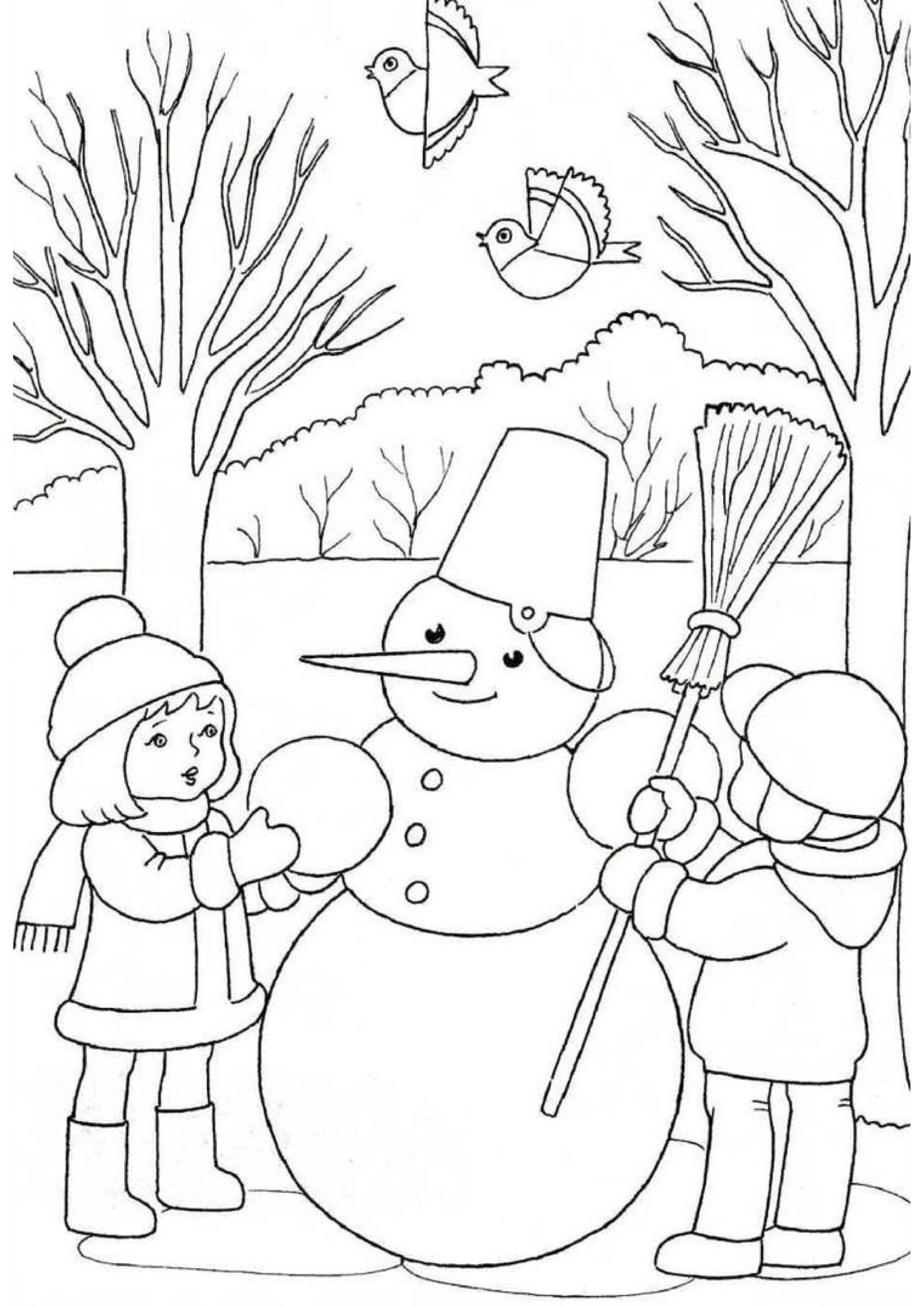 Snowman winter coloring