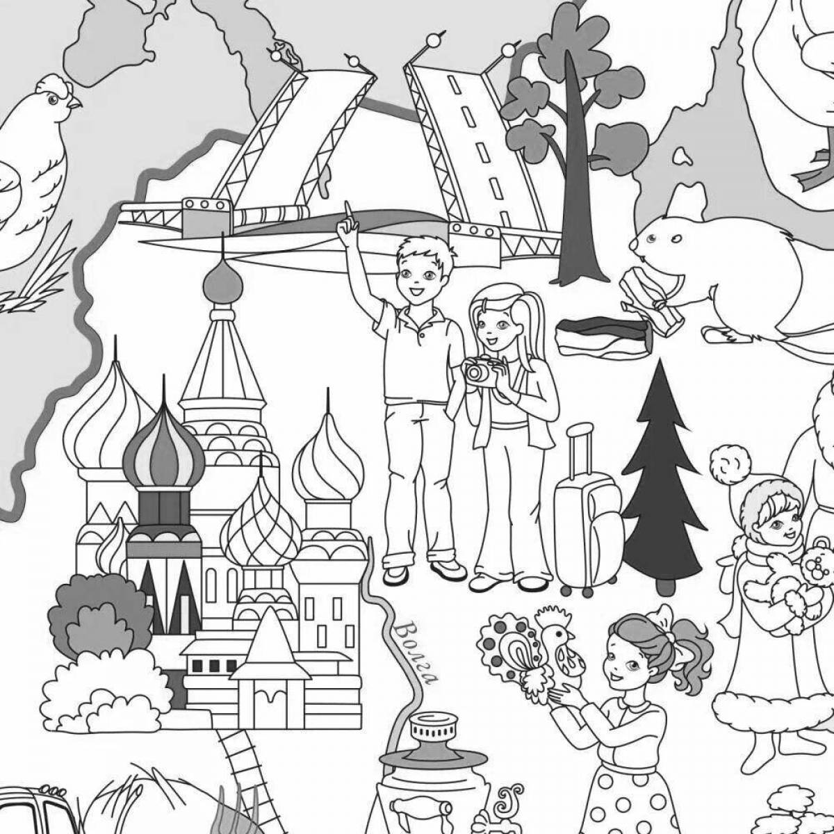 Fairytale coloring Russia my homeland for children